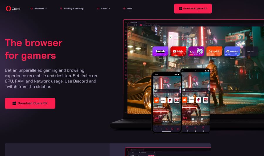 Opera GX Home Page
